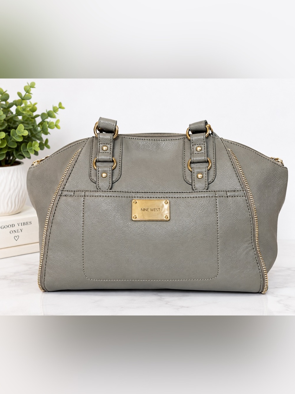 NWT Nine West Sulle Satchel Shoulder Bag Purse - Glacier Gray